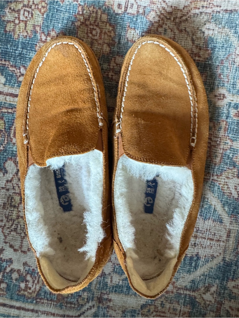 Birkenstock Women's Tan Suede Shearling-Lined Flats